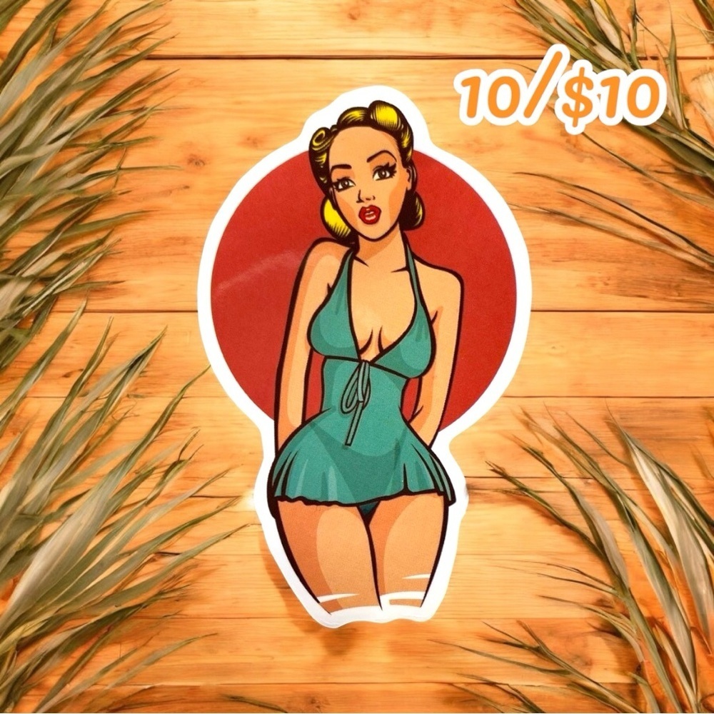 10 / $10 Retro Pin-Up Girl Sticker - Pinup / Vintage Style